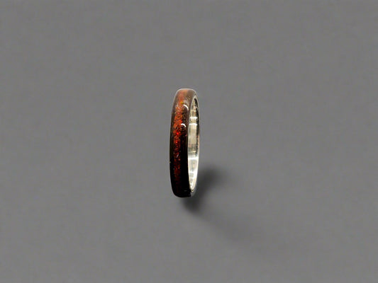 Dark Bentwood & Red Opal Channel with Silver Core, Size ( R )