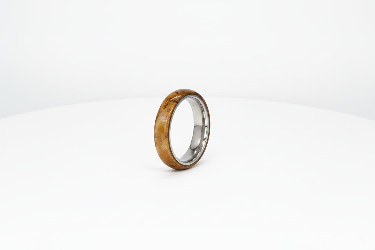 Handmade Bentwood Ring Silver Core Size L½ | Artisan Wood & Metal Ring UK
