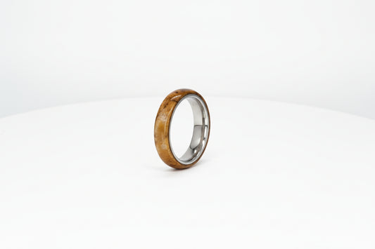 Handmade Bentwood Ring Silver Core Size L½ | Artisan Wood & Metal Ring UK
