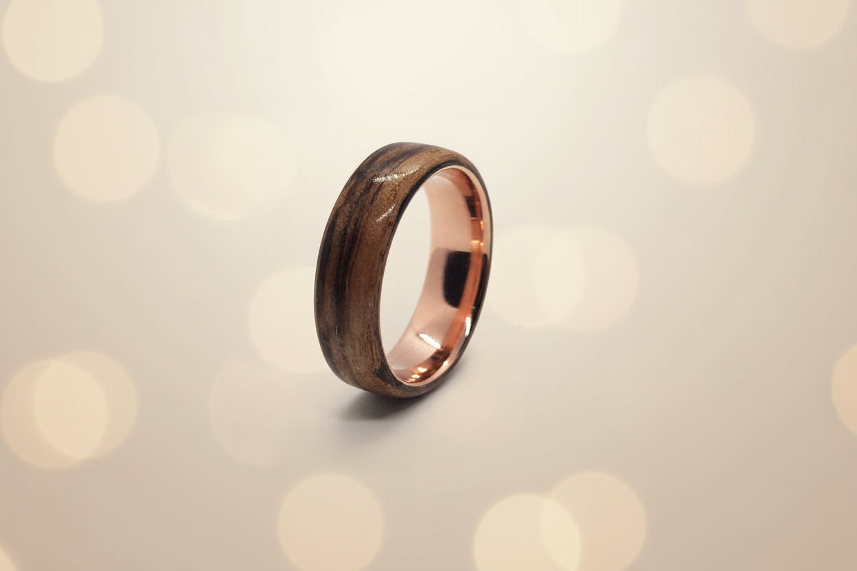 Zebrano Bentwood Ring | Copper Core | Size Q½ | Sarah Evans Design