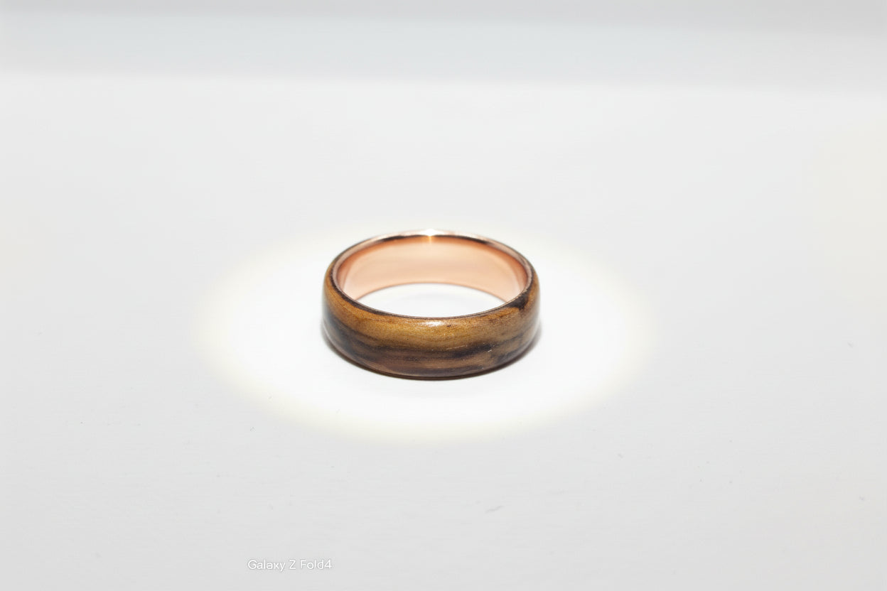 Zebrano Bentwood Ring | Copper Core | Size Q½ | Sarah Evans Design