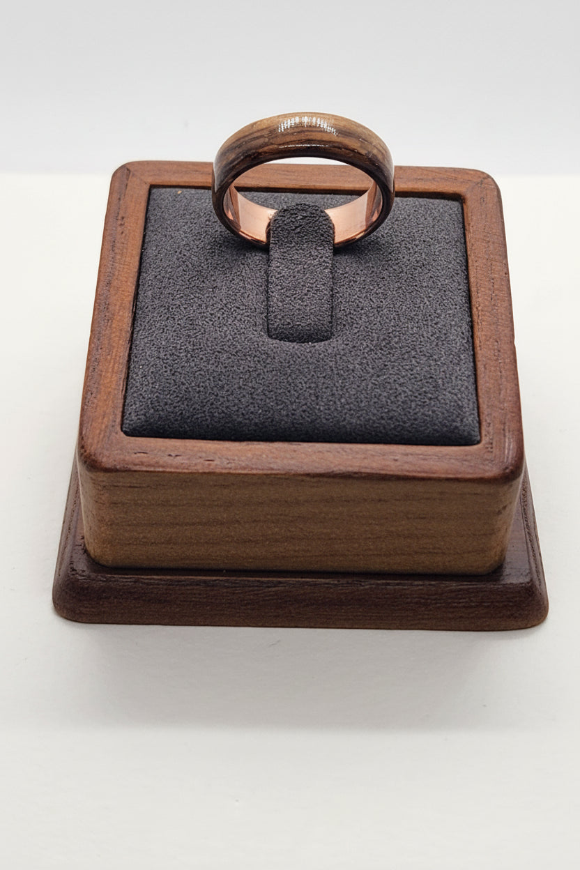 Zebrano Bentwood Ring | Copper Core | Size Q½ | Sarah Evans Design